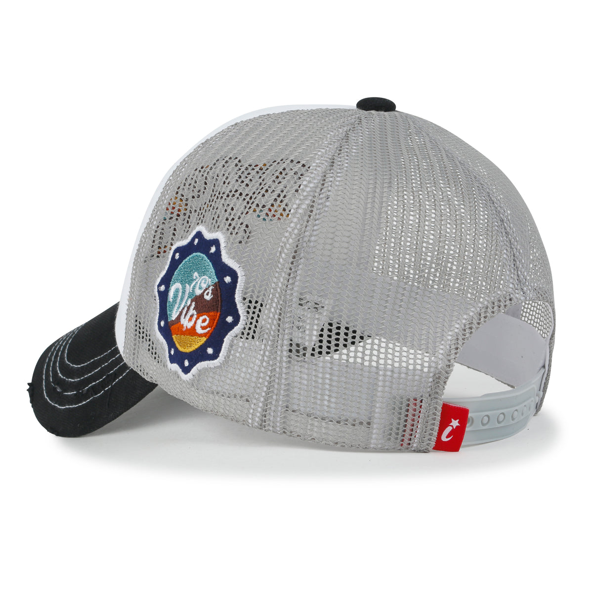 ililily Retro Embroidery Baseball Cap Vintage Distressed Cotton Trucker Hat