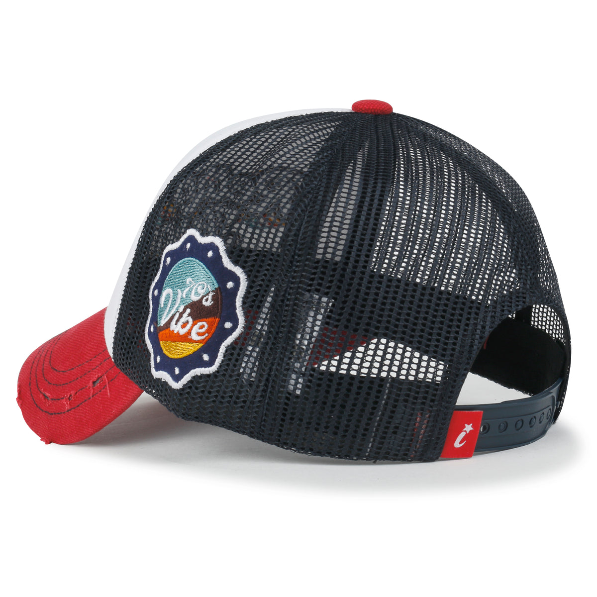 ililily Retro Embroidery Baseball Cap Vintage Distressed Cotton Trucker Hat