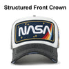 ililily PREMIUM NASA Worm Logo Embroidery Large Structured Baseball Cap Mesh Back Trucker Hat