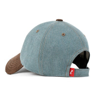 ililily Cotton Denim Crown Strapback Trucker Hat Faux Suede Brim Baseball Cap