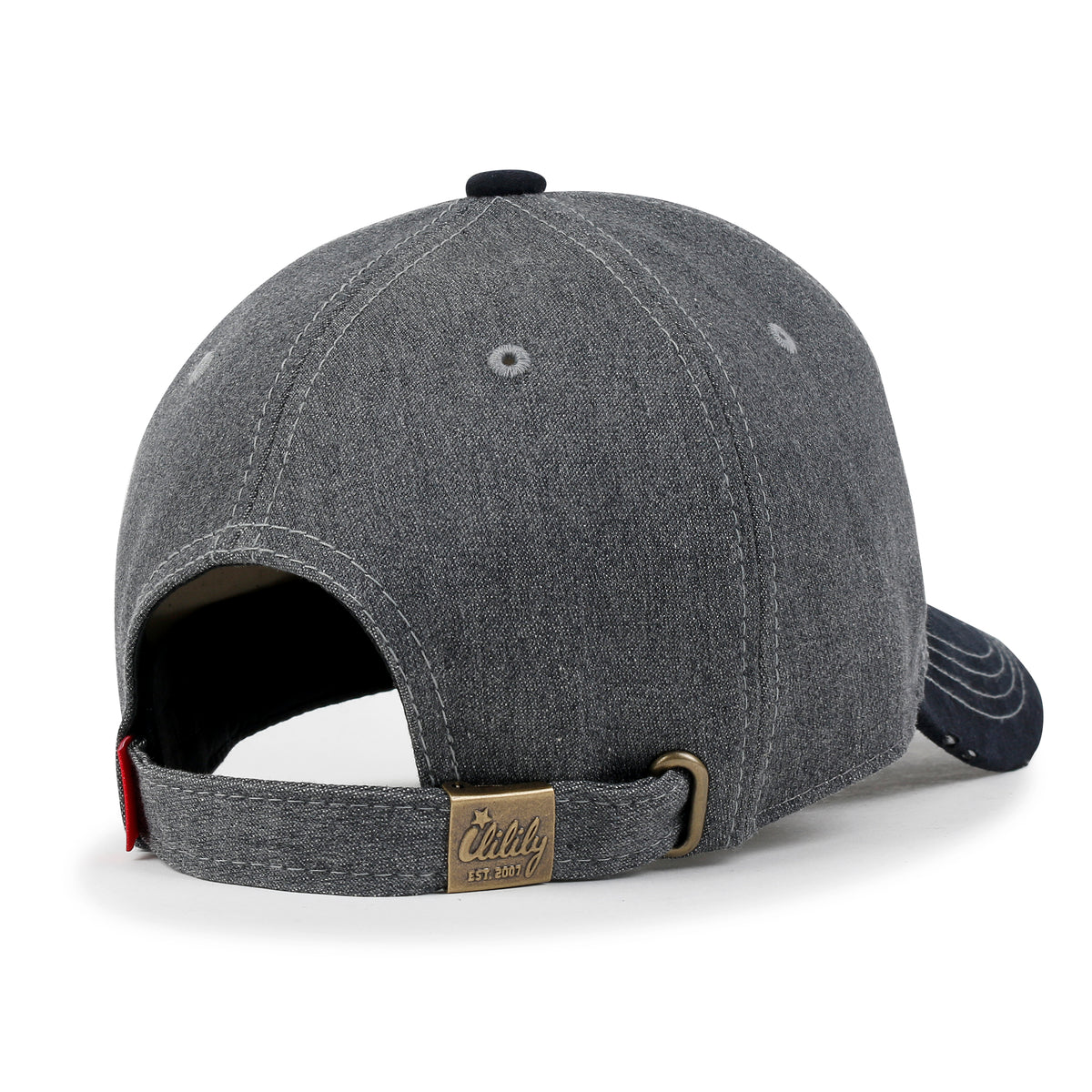 ililily Cotton Denim Crown Strapback Trucker Hat Faux Suede Brim Baseball Cap