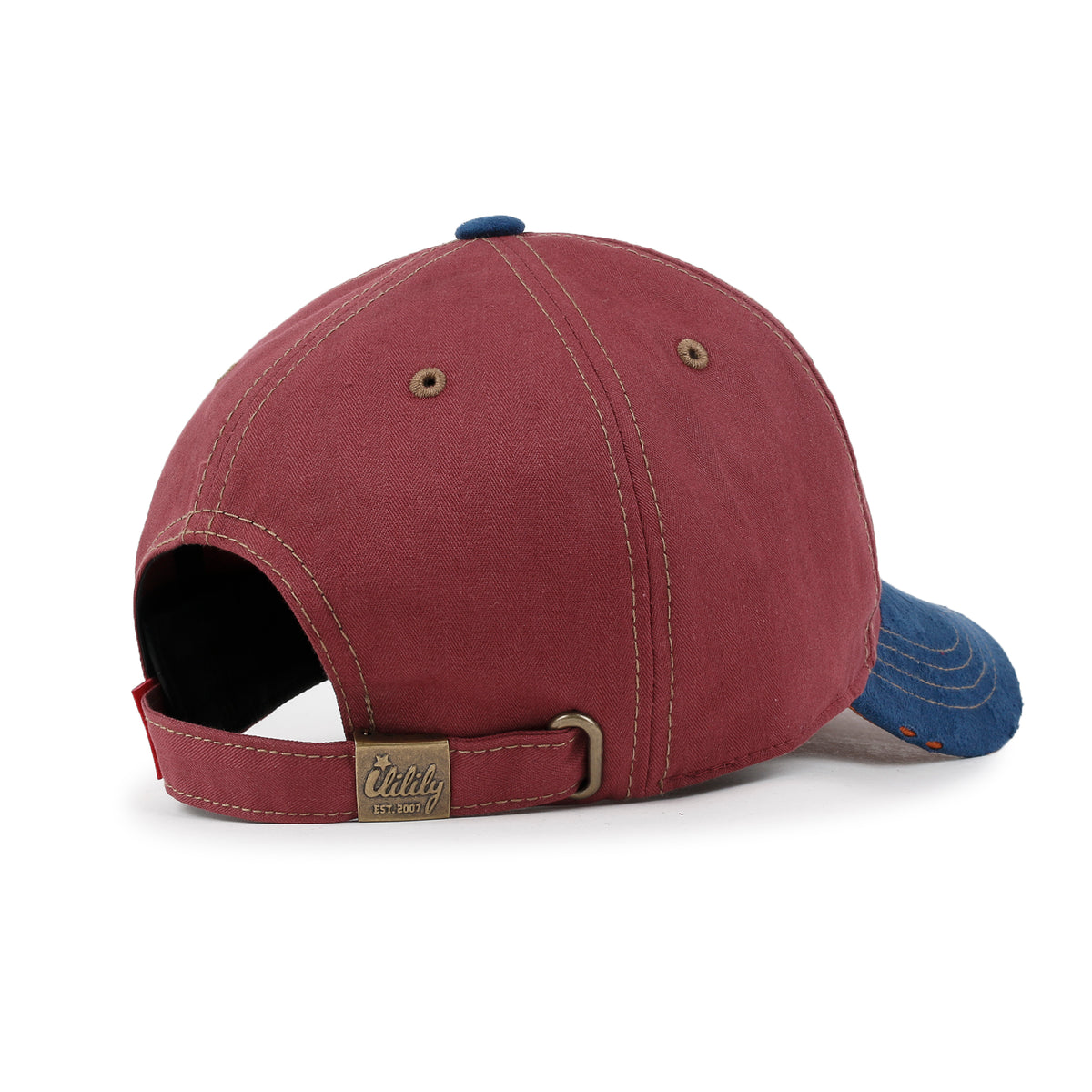 ililily Cotton Crown Strapback Trucker Hat Faux Suede Brim Baseball Cap