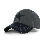 ililily Star Embroidery Cotton Denim Trucker Hat Faux Suede Brim Baseball Cap
