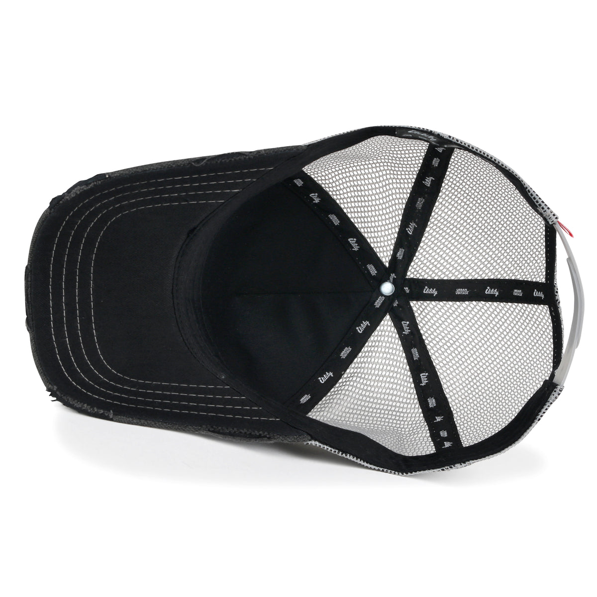 Premium Distressed Mesh Trucker Hat, Contrast Stitch Blank Cap
