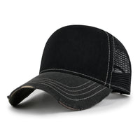 Premium Distressed Mesh Trucker Hat, Contrast Stitch Blank Cap