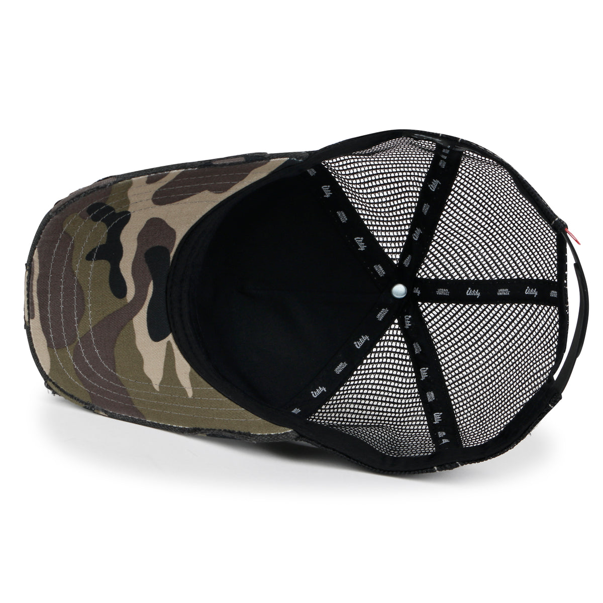 Premium Distressed Mesh Trucker Hat, Contrast Stitch Blank Cap