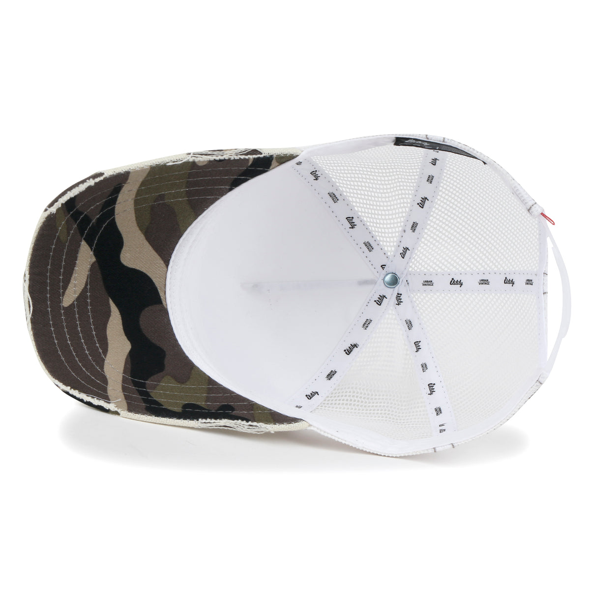Premium Distressed Mesh Trucker Hat, Contrast Stitch Blank Cap