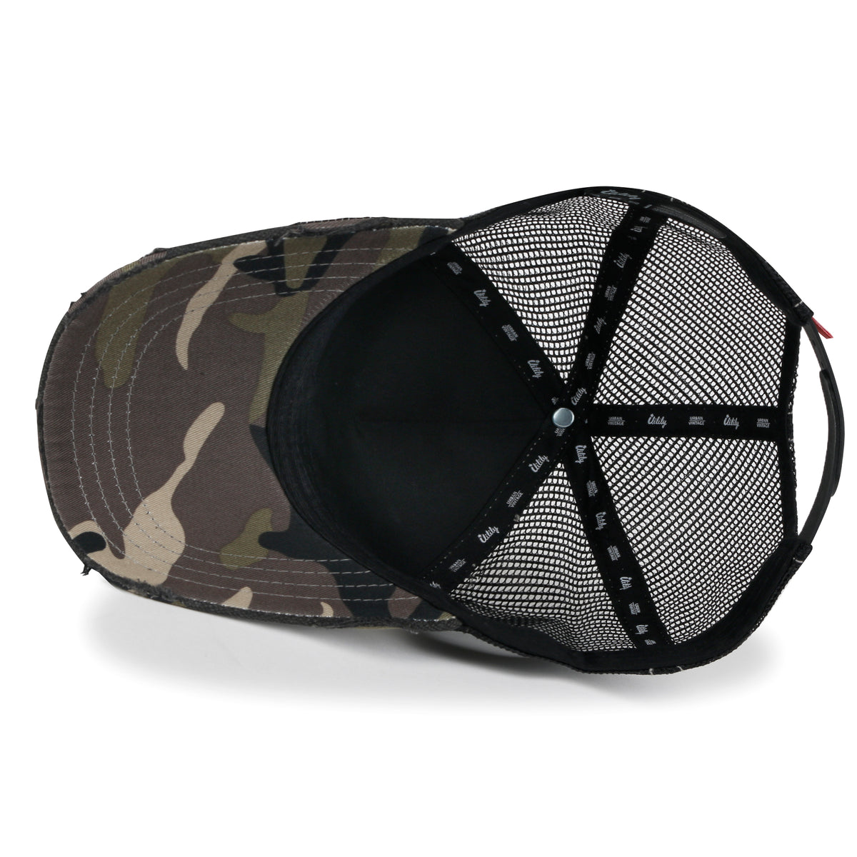 Premium Distressed Mesh Trucker Hat, Contrast Stitch Blank Cap