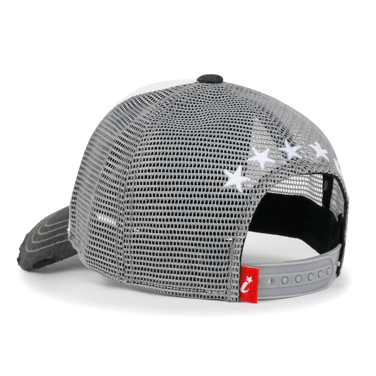 ililily Premium Star Embroidery Structured Crown Vintage Trucker Hat