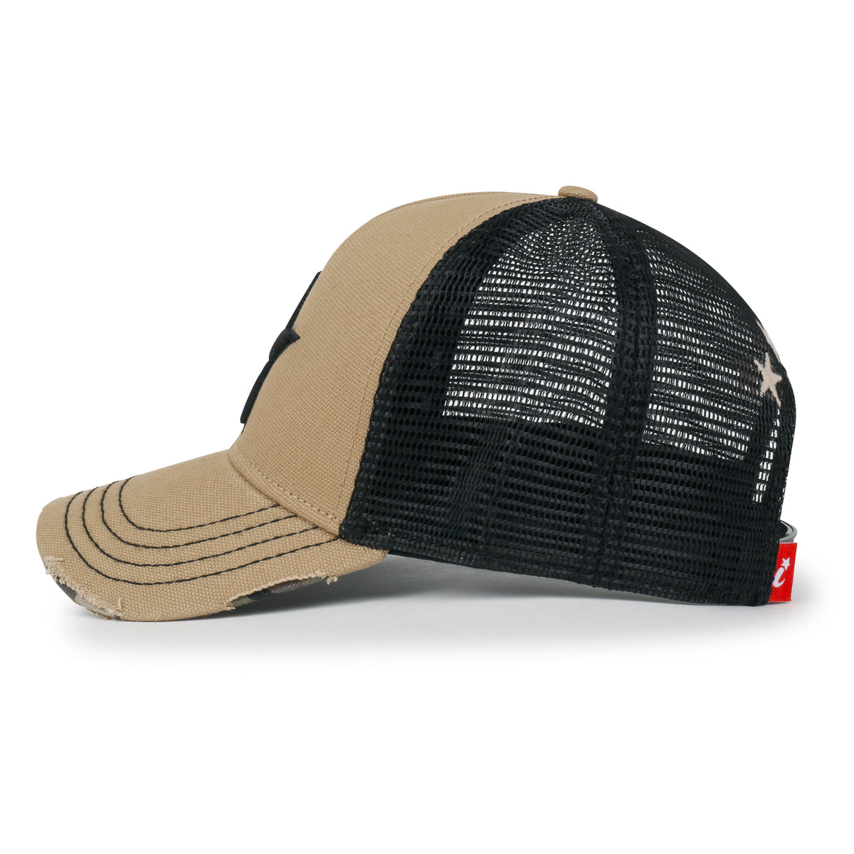 ililily Premium Star Embroidery Structured Crown Vintage Trucker Hat