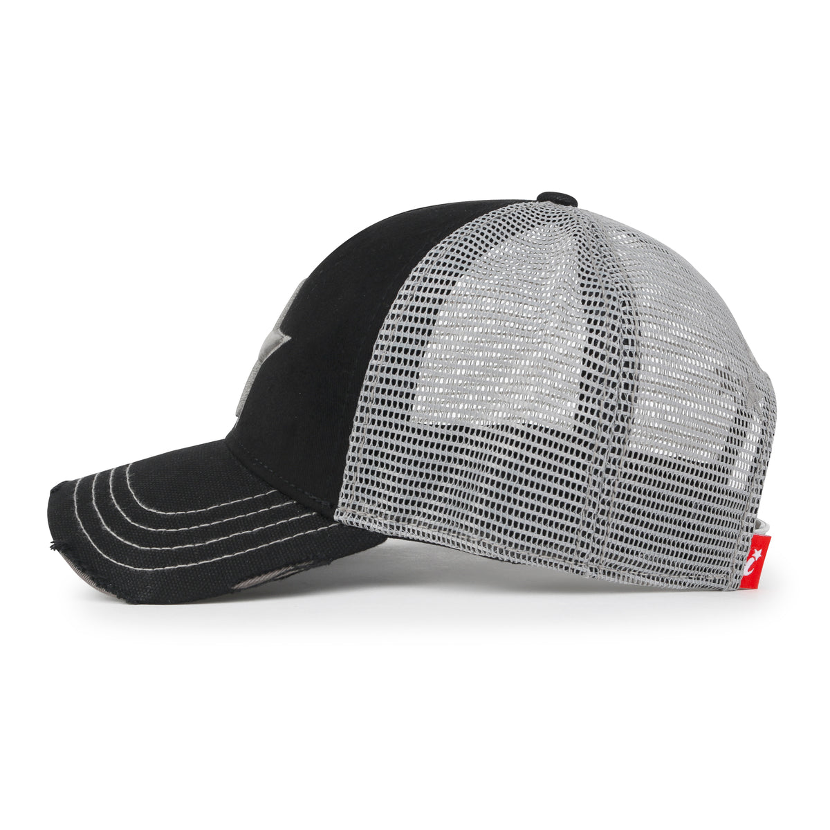 ililily Premium Star Embroidery Structured Crown Vintage Trucker Hat