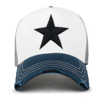 ililily Premium Star Embroidery Structured Crown Vintage Trucker Hat