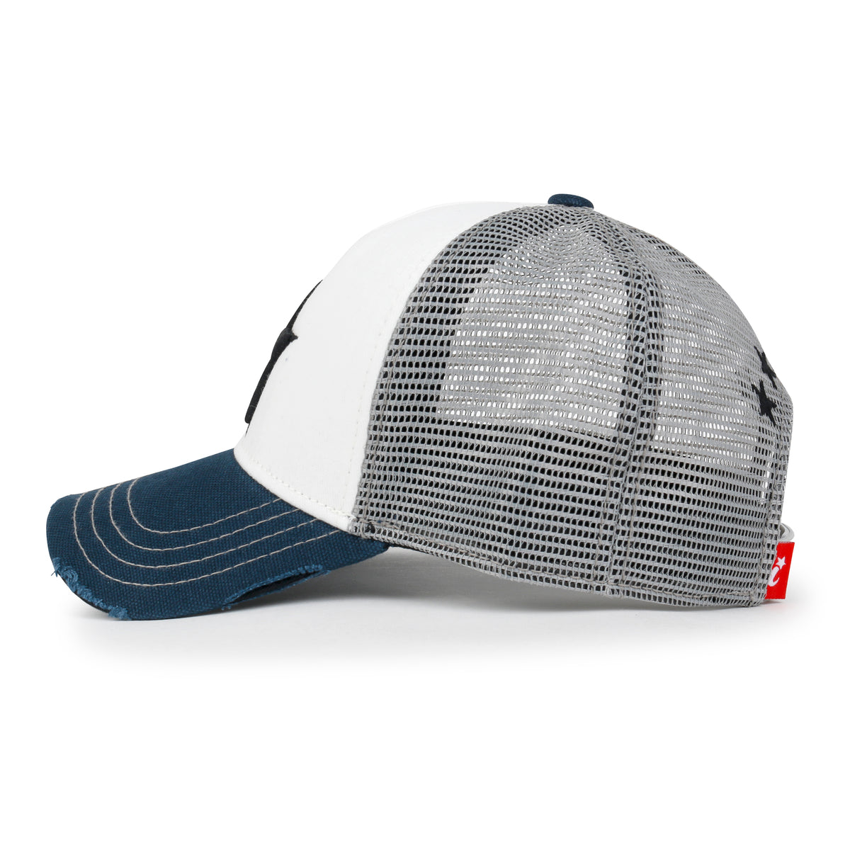 ililily Premium Star Embroidery Structured Crown Vintage Trucker Hat
