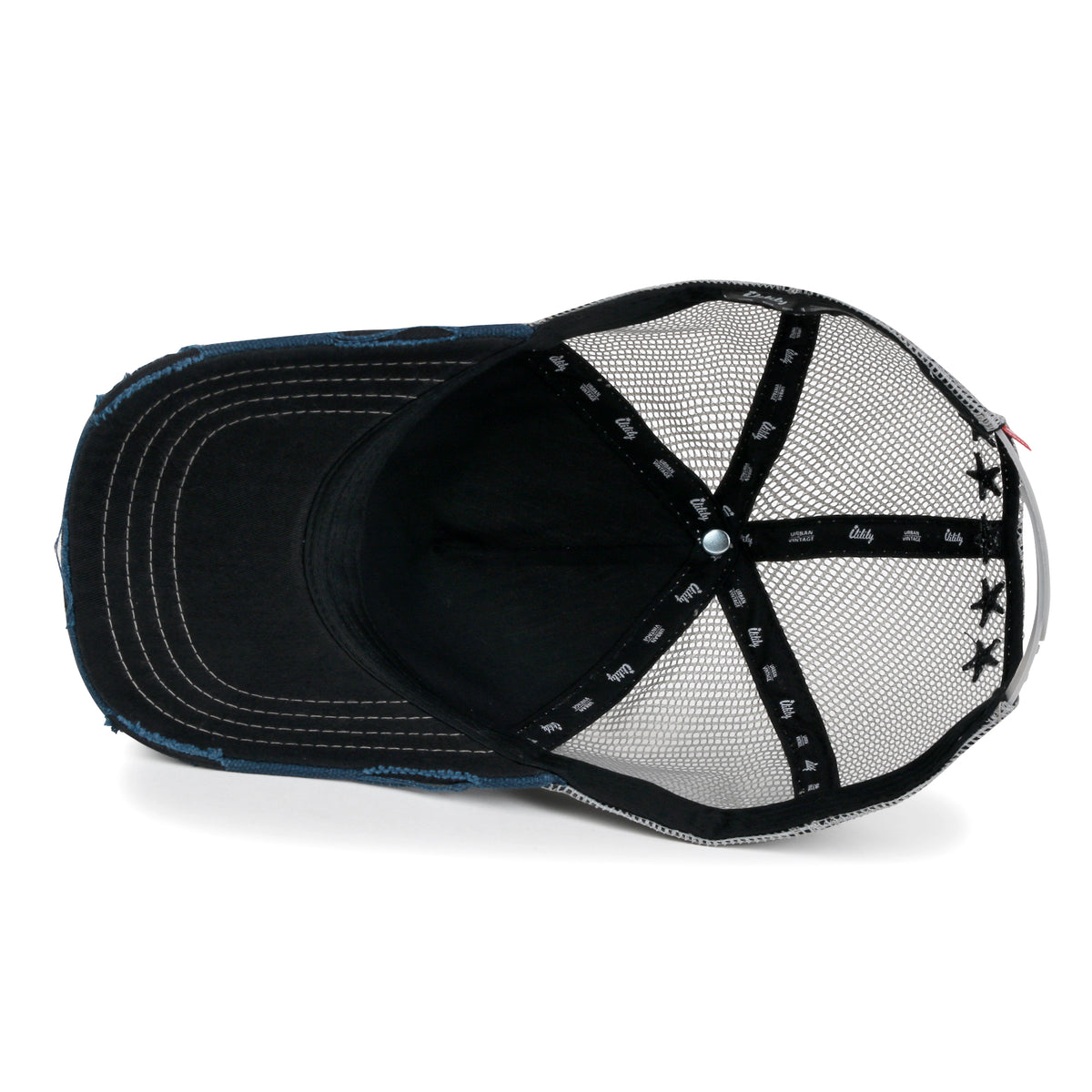 ililily Premium Star Embroidery Structured Crown Vintage Trucker Hat