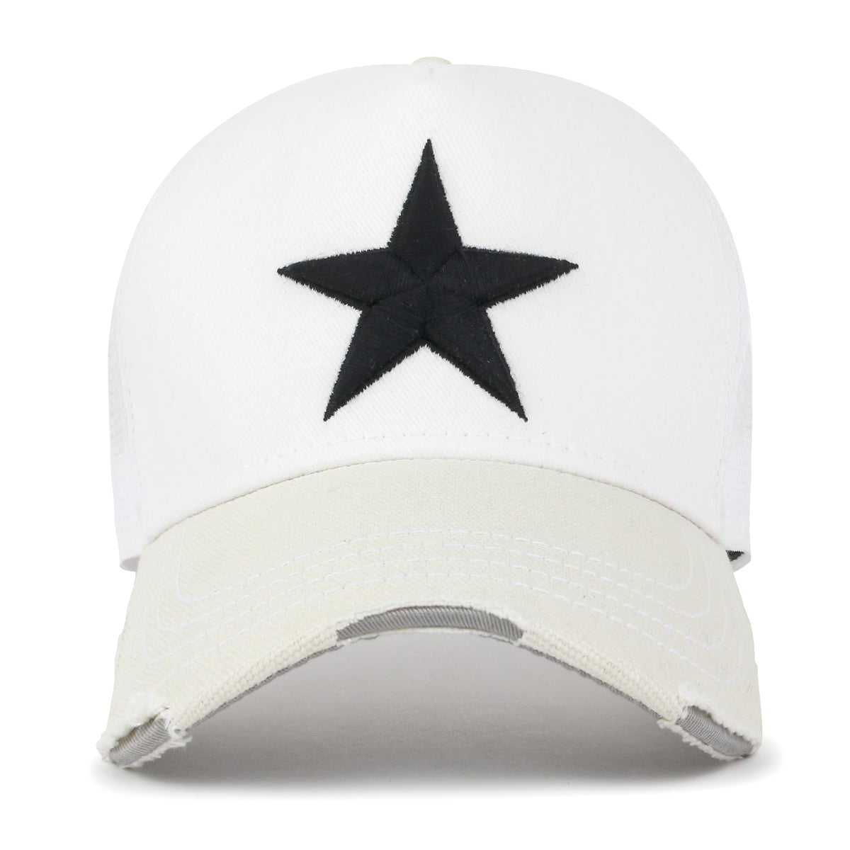 ililily Premium Star Embroidery Structured Crown Vintage Trucker Hat
