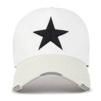 ililily Premium Star Embroidery Structured Crown Vintage Trucker Hat