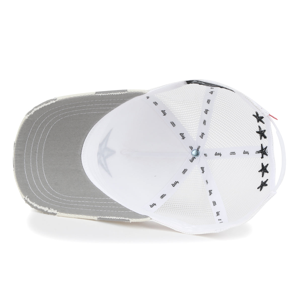 ililily Premium Star Embroidery Structured Crown Vintage Trucker Hat