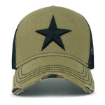 ililily Premium Star Embroidery Structured Crown Vintage Trucker Hat