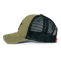 ililily Premium Star Embroidery Structured Crown Vintage Trucker Hat