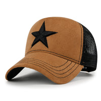 ililily PREMIUM Star Embroidery Baseball Cap Faux Suede Trucker Hat