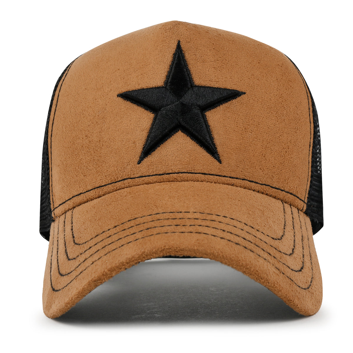 ililily PREMIUM Star Embroidery Baseball Cap Faux Suede Trucker Hat