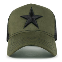 ililily PREMIUM Star Embroidery Baseball Cap Faux Suede Trucker Hat