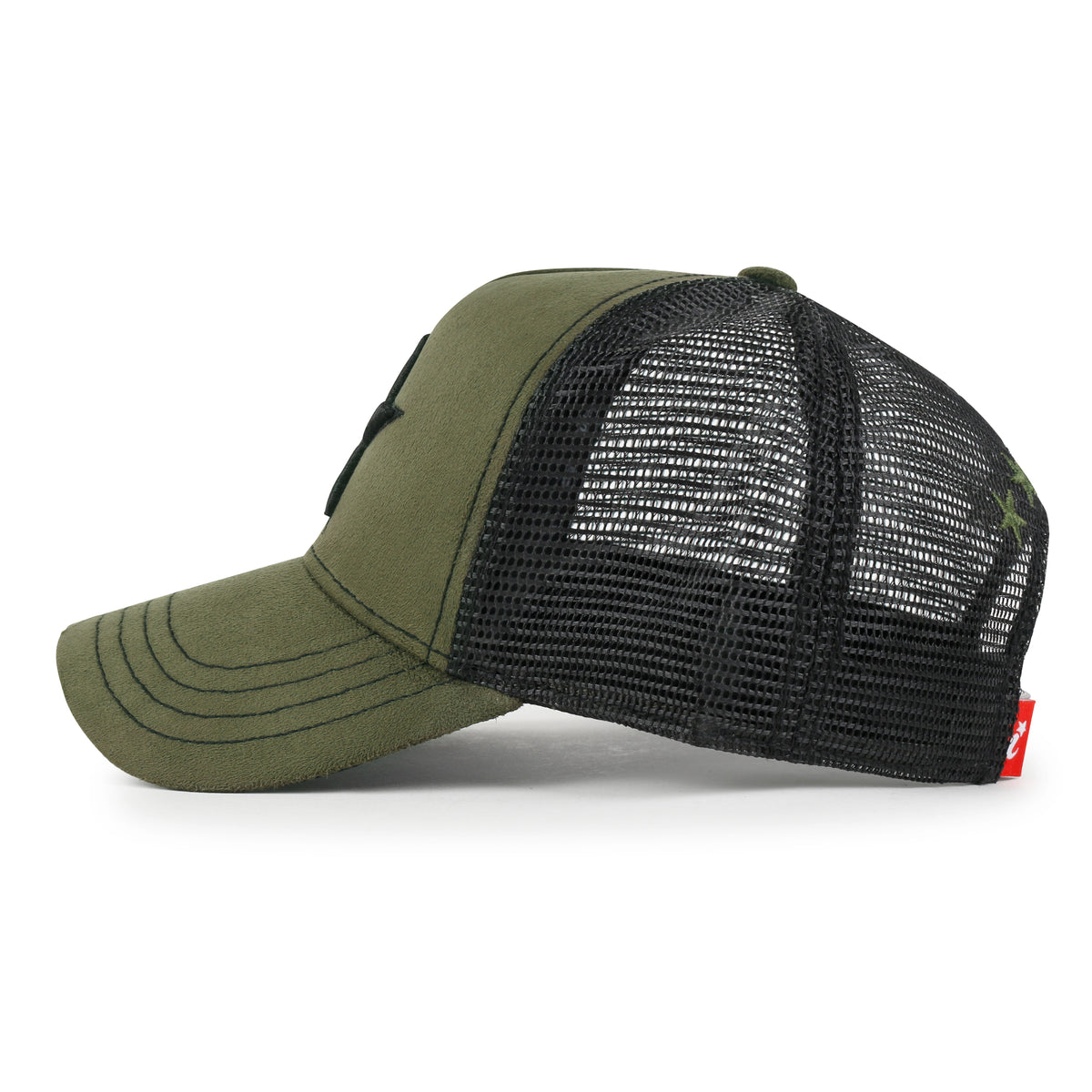 ililily PREMIUM Star Embroidery Baseball Cap Faux Suede Trucker Hat