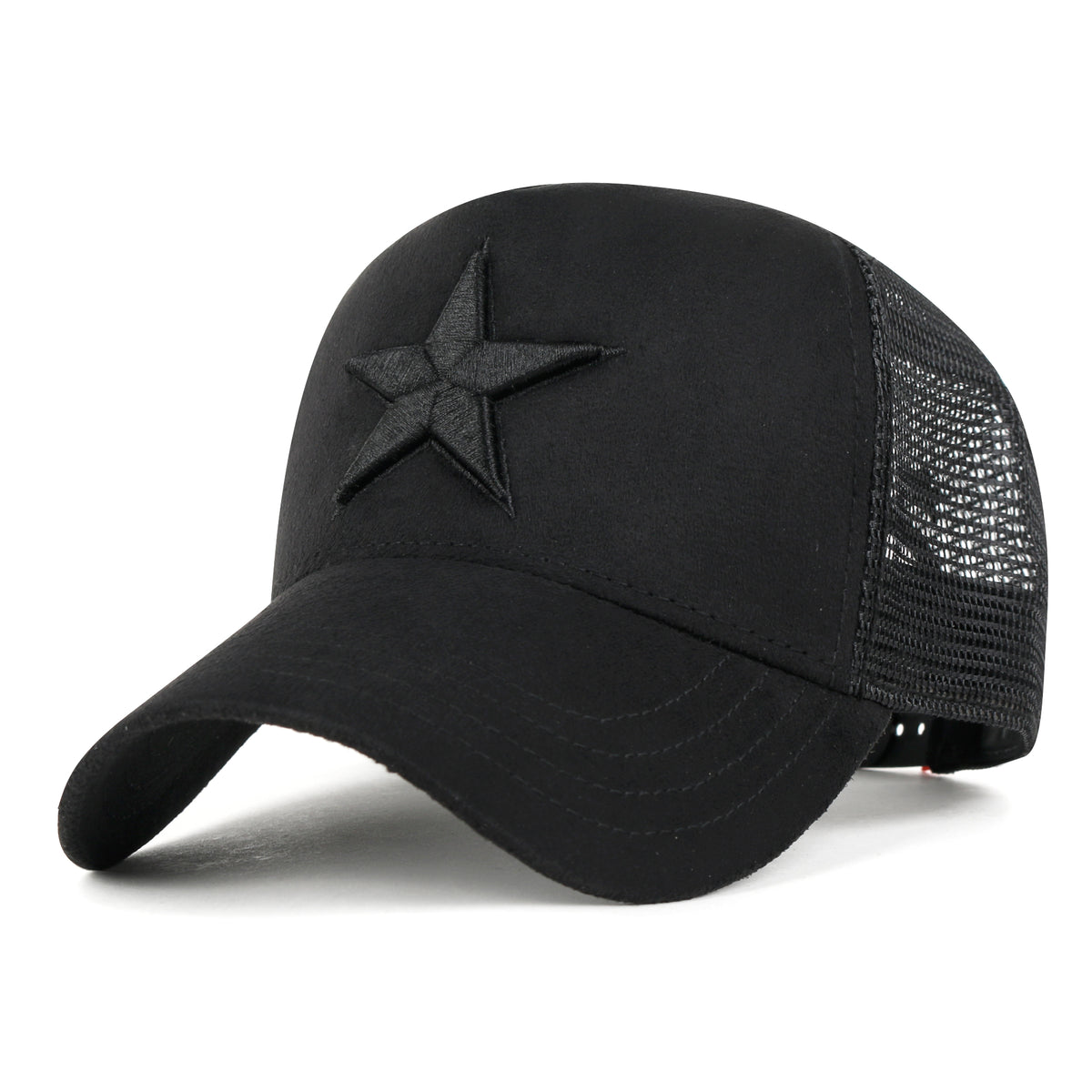 ililily PREMIUM Star Embroidery Baseball Cap Faux Suede Trucker Hat