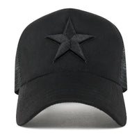 ililily PREMIUM Star Embroidery Baseball Cap Faux Suede Trucker Hat