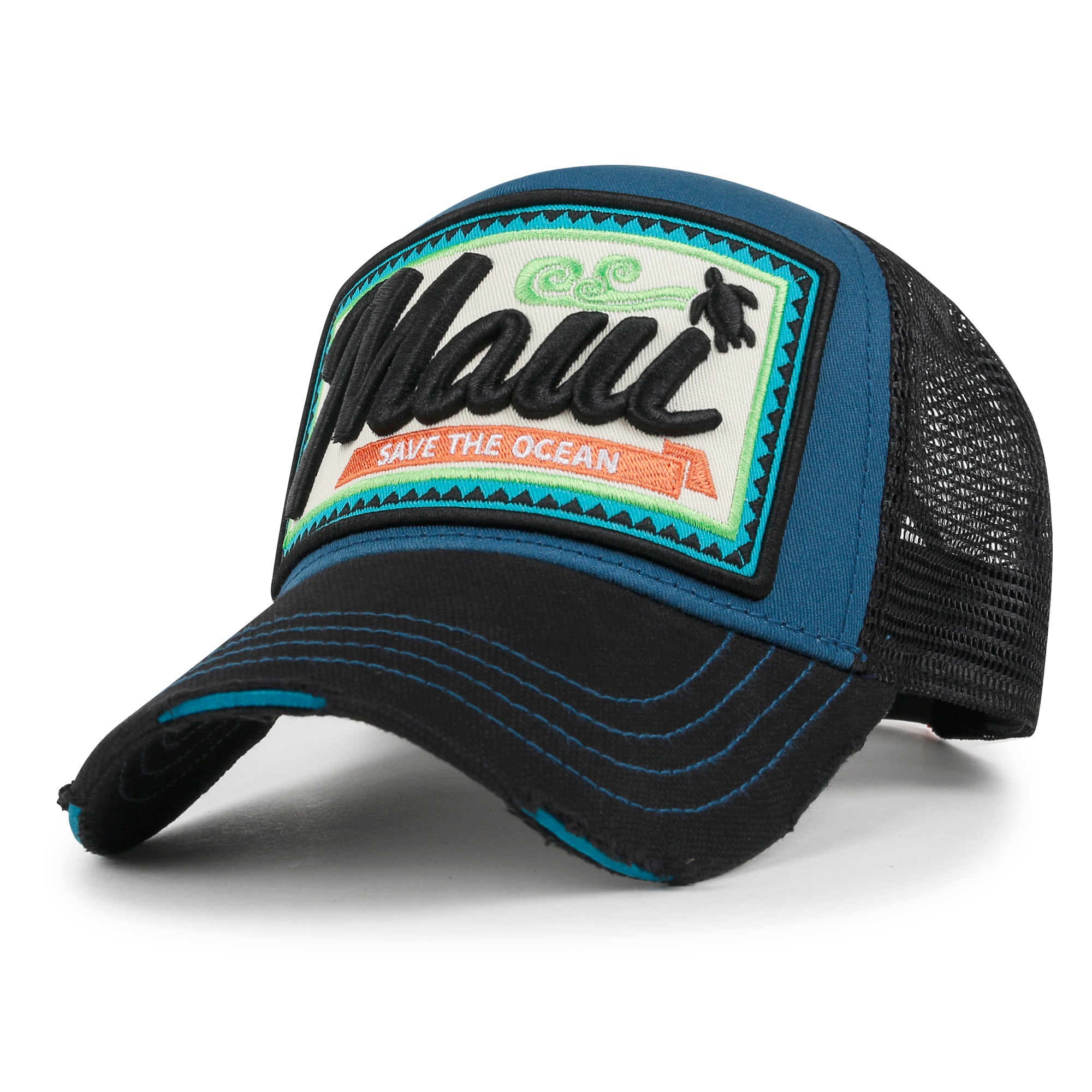 ililily Premium Maui Embroidery Patch Mesh Baseball Cap