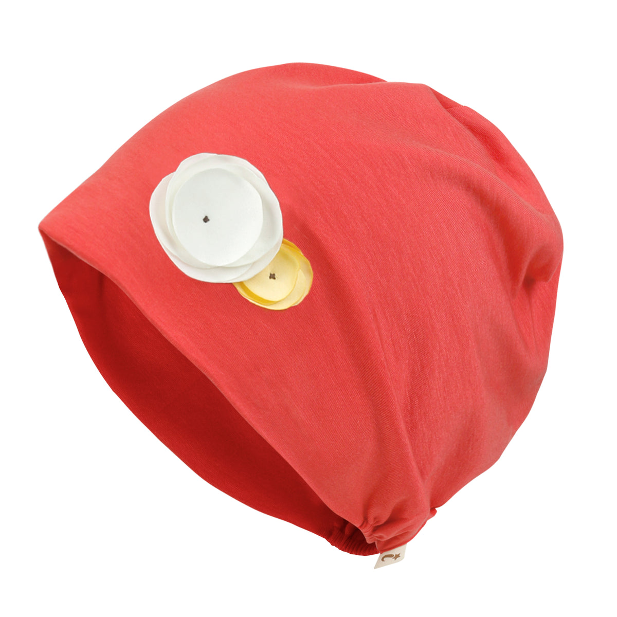 ililily TENCEL™Lyocell Flower Trim Beanie Ultra Soft Stretchable Head Cover Hat