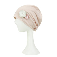 ililily TENCEL™Lyocell Flower Trim Beanie Ultra Soft Stretchable Head Cover Hat