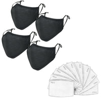 ililily Black Cotton Washable Nose Wired Face Mask Filter Pocket Wide Cover With Filter
