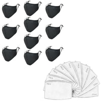 ililily Black Cotton Washable Nose Wired Face Mask Filter Pocket Wide Cover With Filter