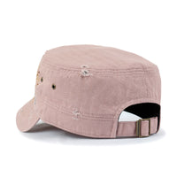 ililily Crystal Gemstone Stud Flower Vintage Cotton Military Army Hat Cadet Cap