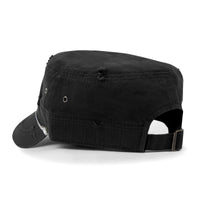 ililily Vintage Distressed Rhineston Lined Cadet Cap Cotton Army Hat