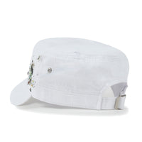 ililily Vintage Distressed Star Spangle Cotton Army Hat Rhinestone Cadet Cap