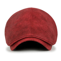 ililily Faux Leather Flat Cap Vintage Cabbie Hat Gatsby Ivy Irish Hunting Newsboy Stretch-fit