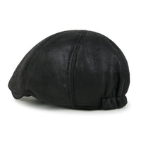 ililily Faux Leather Flat Cap Vintage Cabbie Hat Gatsby Ivy Irish Hunting Newsboy Stretch-fit