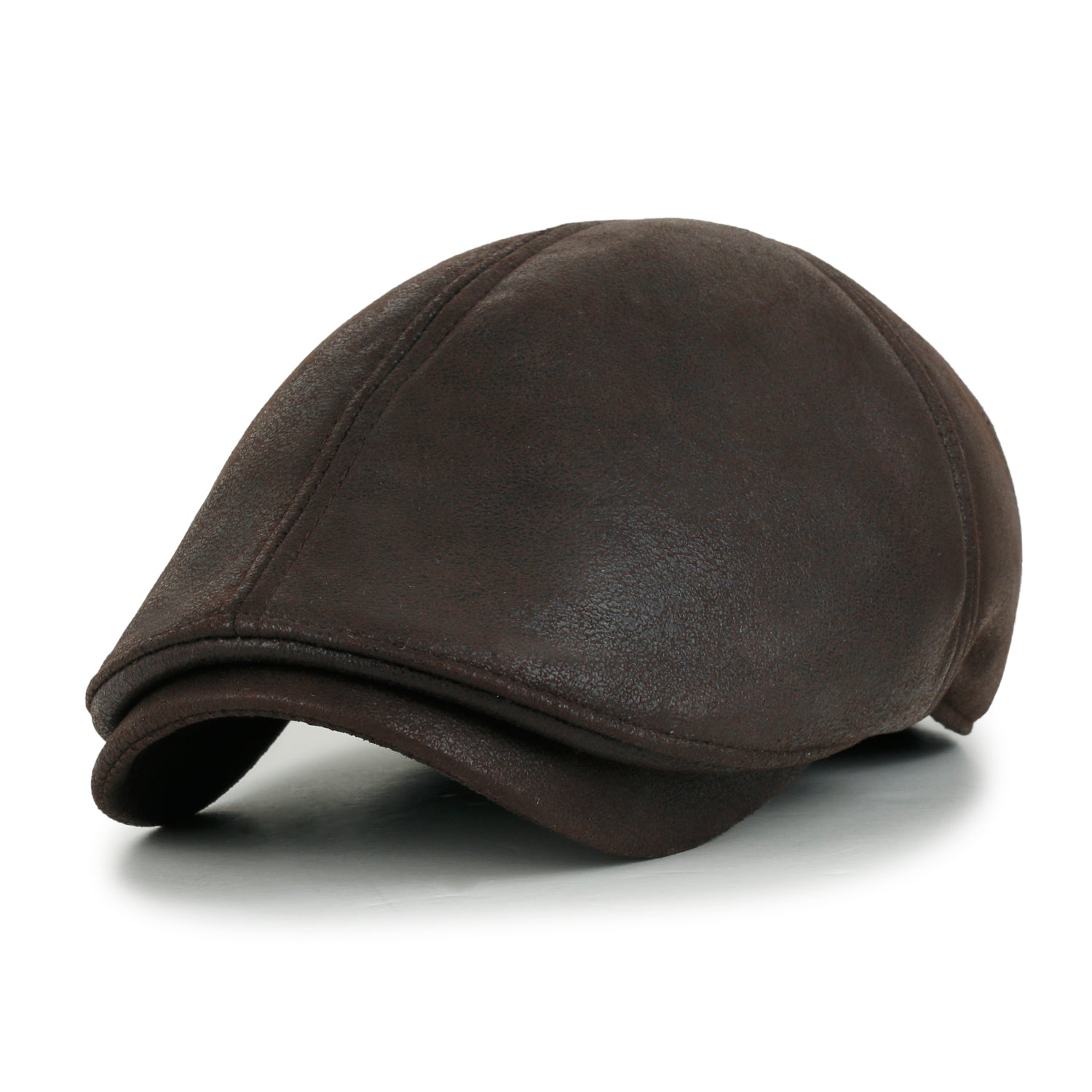 ililily Faux Leather Flat Cap Vintage Cabbie Hat Gatsby Ivy Irish