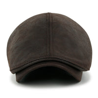 ililily Faux Leather Flat Cap Vintage Cabbie Hat Gatsby Ivy Irish Hunting Newsboy Stretch-fit