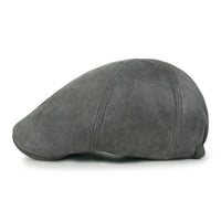ililily Faux Leather Flat Cap Vintage Cabbie Hat Gatsby Ivy Irish Hunting Newsboy Stretch-fit
