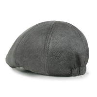 ililily Faux Leather Flat Cap Vintage Cabbie Hat Gatsby Ivy Irish Hunting Newsboy Stretch-fit