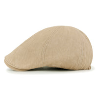 ililily Cotton Washed Flat Cap Cabbie Hat Gatsby Ivy Irish Hunting Newsboy Stretch fit